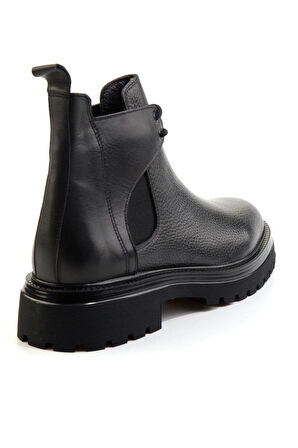 Siyah Hakiki Deri Erkek Bot & Bootie E02304093140