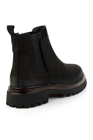 Siyah Hakiki Deri Erkek Bot & Bootie E02304200101