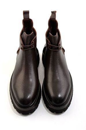 Kahve Hakiki Deri Erkek Bot & Bootie E02304093140