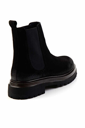 Siyah Süet Hakiki Deri Erkek Bot & Bootie E02304930102