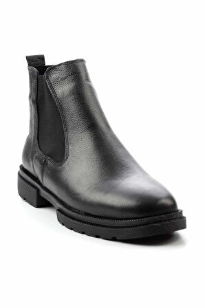 Siyah Leather Erkek Bot & Bootie E02378051203