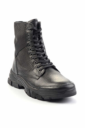 Siyah Hakiki Deri Erkek Bot & Bootie E02380704440