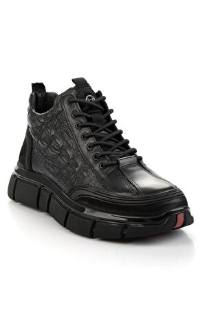 Siyah Hakiki Deri Erkek Bot & Bootie E02398400103