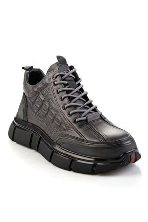 Gri Hakiki Deri Erkek Bot & Bootie E02398400103