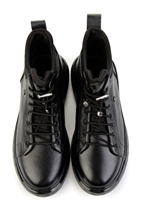 Siyah Hakiki Deri Erkek Bot & Bootie E02401080940