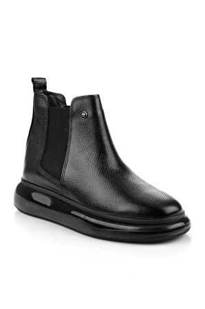 Siyah Hakiki Deri Erkek Bot & Bootie E02401080540