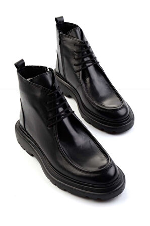 Siyah Leather Erkek Bot & Bootie E02401702143