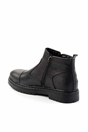 Siyah Baskılı Hakiki Deri Erkek Bot & Bootie E02440702103