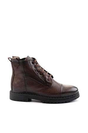 Kahve Baskılı Hakiki Deri Erkek Bot & Bootie E02440702903