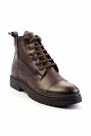 Kahve Baskılı Hakiki Deri Erkek Bot & Bootie E02440702903