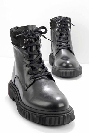 Siyah Leather Erkek Bot & Bootie E02549519403