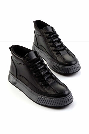 Siyah Leather Erkek Bot & Bootie E02556105201