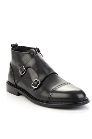 Siyah Hakiki Deri Erkek Bot & Bootie E02580785303