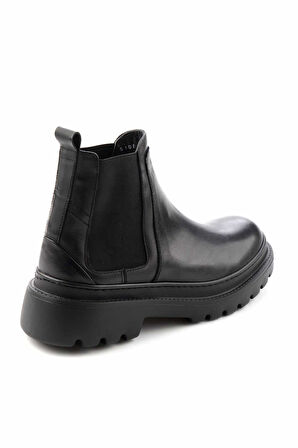 Siyah Hakiki Deri Erkek Bot & Bootie E02587510803