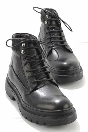 Siyah Hakiki Deri Erkek Bot & Bootie E02587510903