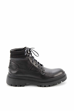 Siyah Hakiki Deri Erkek Bot & Bootie E02587510903