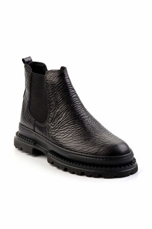 Siyah Hakiki Deri Erkek Bot & Bootie E02585202903