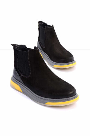 Siyah Nubuk Hakiki Deri Erkek Bot & Bootie E02585500201