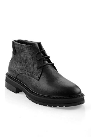 Siyah Hakiki Deri Erkek Bot & Bootie E02594401540