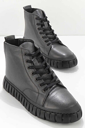 Gri Hakiki Deri Erkek Bot & Bootie E02629012803