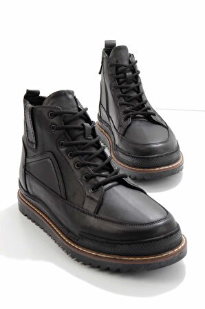 Siyah Leather Erkek Bot & Bootie E02733091103
