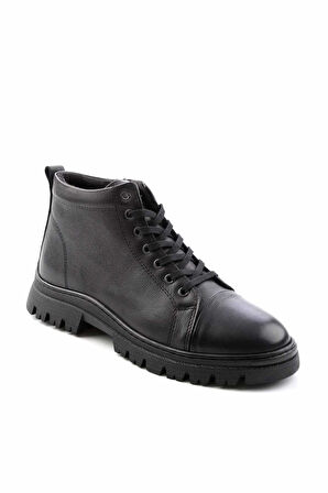 Siyah Hakiki Deri Erkek Bot & Bootie E02759605203