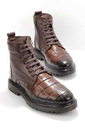 Kahve Kroko Hakiki Deri Erkek Bot & Bootie E02798102311