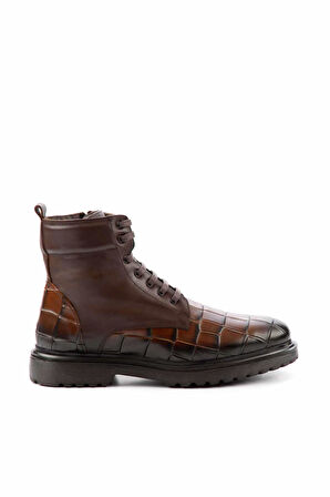 Kahve Kroko Hakiki Deri Erkek Bot & Bootie E02798102311