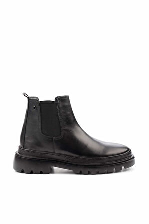 Siyah Antik Hakiki Deri Erkek Bot & Bootie E02798448041