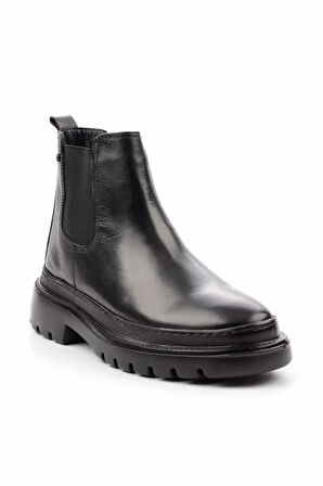 Siyah Antik Hakiki Deri Erkek Bot & Bootie E02798448041