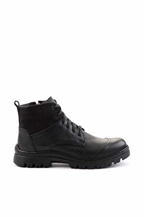 Siyah Hakiki Deri Erkek Bot & Bootie E02863521703