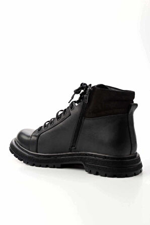 Siyah Antik Hakiki Deri Erkek Bot & Bootie E02863152141