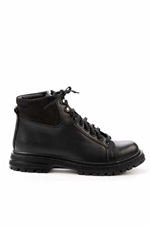 Siyah Antik Hakiki Deri Erkek Bot & Bootie E02863152141
