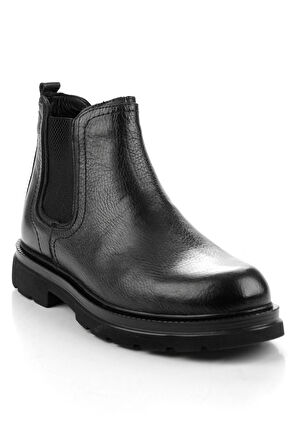 Siyah Hakiki Deri Erkek Bot & Bootie E02905004240