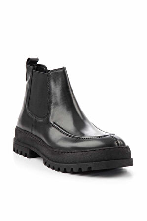 Siyah Hakiki Deri Erkek Bot & Bootie E02901491903