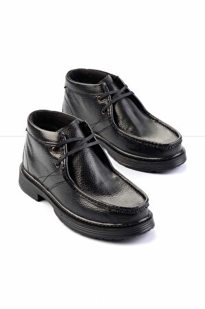 Siyah Hakiki Deri Erkek Bot & Bootie E02902950140