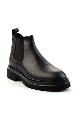 Siyah Hakiki Deri Erkek Bot & Bootie E02958135303