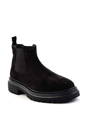 Siyah Süet Hakiki Deri Erkek Bot & Bootie E02958135302