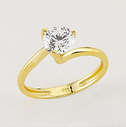 Harem Altın 14 Ayar Altın Tektaş Yüzük E04