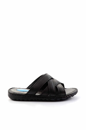 Siyah Hakiki Deri Erkek Terlik E04437182803