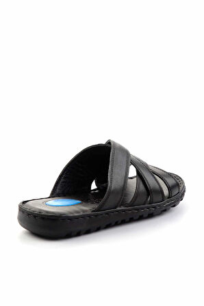 Siyah Hakiki Deri Erkek Terlik E04437182803