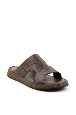 Kahve Hakiki Deri Erkek Terlik E04433010943