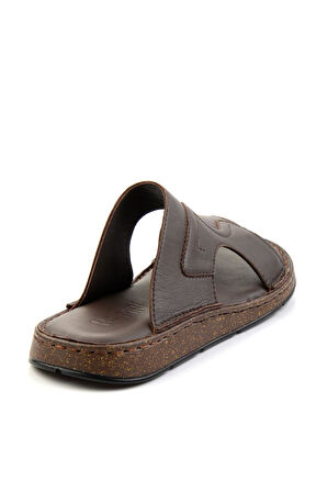 Kahve Hakiki Deri Erkek Terlik E04433010943