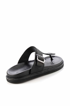 Siyah Hakiki Deri Erkek Terlik E04801500003