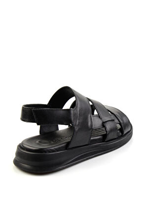 Siyah Leather Erkek Sandalet E05433501043
