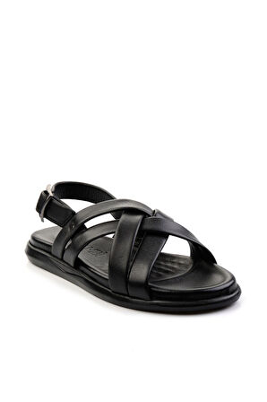 Siyah Leather Erkek Sandalet E05557240243