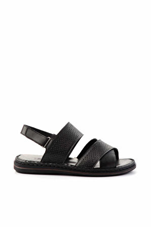 Siyah Leather Erkek Sandalet E05804022043