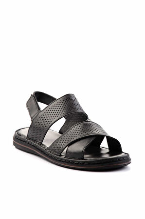 Siyah Leather Erkek Sandalet E05804022043