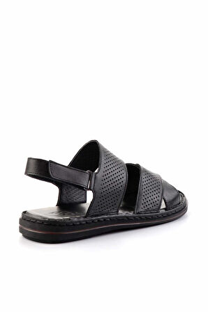 Siyah Leather Erkek Sandalet E05804022043