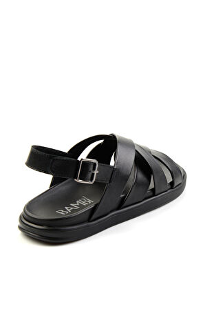 Siyah Leather Erkek Sandalet E05863955543